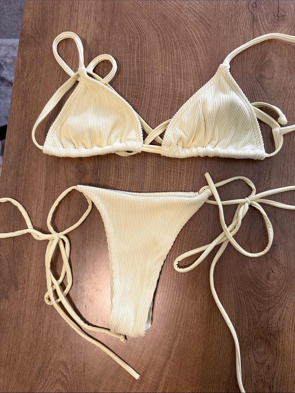 Kulani Kinis Yellow Ribbed String Bikini